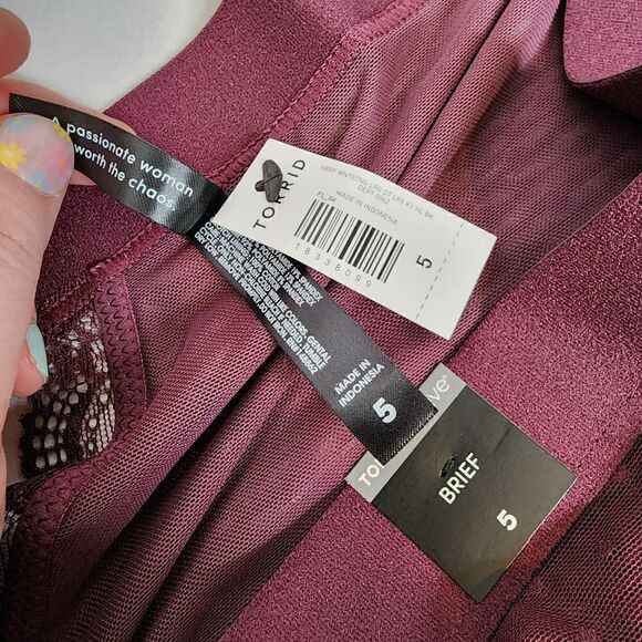 5X 28W Torrid Purple Brief Panty Lace Lingerie Mesh Dot Keyhole Plussize Boudior - Picture 6 of 7